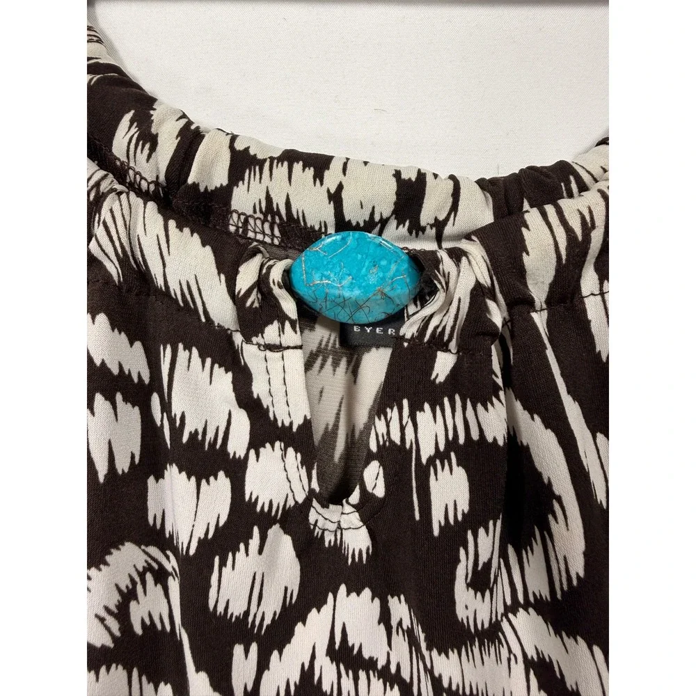 IZ Byer‎ Tank Top Women Medium Brown White Excellent Ikat Damask Turquoise Boho